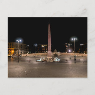 Piazza del Popolo 's nachts - Rome, Italië Briefkaart