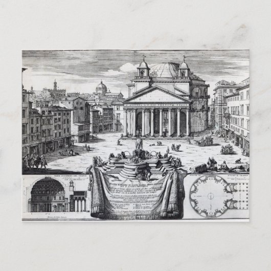 Piazza della Rotonda met een uitzicht van Pantheon Briefkaart (Voorkant)