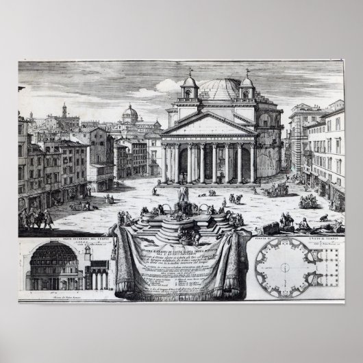Piazza della Rotonda met een uitzicht van Pantheon Poster (Voorkant)