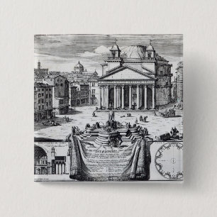 Piazza della Rotonda met een uitzicht van Pantheon Vierkante Button 5,1 Cm