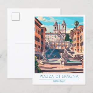 Piazza di Spagna Rome Italië Vintage Travel Briefkaart