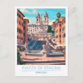 Piazza di Spagna Rome Italië Vintage Travel Briefkaart (Voorkant)