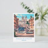 Piazza di Spagna Rome Italië Vintage Travel Briefkaart (Staand voorkant)