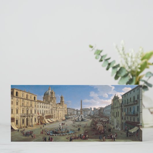 Piazza Navona, aangepaste uitnodiging voor Rome-ku (Staand voorkant)