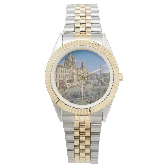 Piazza Navona, kunsthorloges uit Rome Horloge (Voorkant)