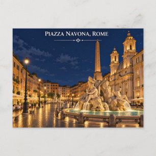 Piazza Navona Nacht Ansichtkaart Briefkaart
