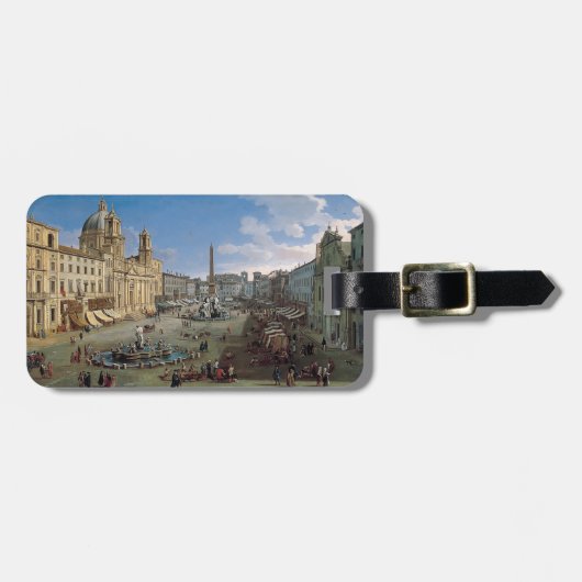 Piazza Navona, Rome art custom bagagelabel (Voorkant horizontaal)