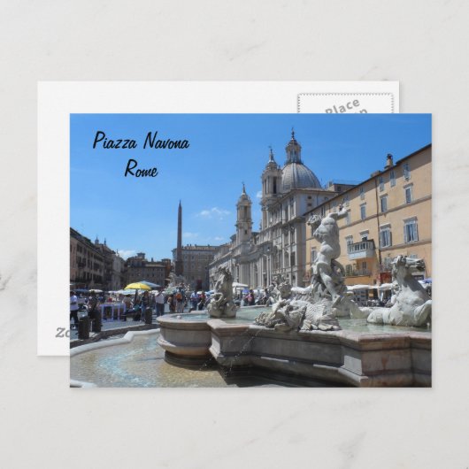Piazza Navona-Rome, Italië Briefkaart (Voorkant / Achterkant)