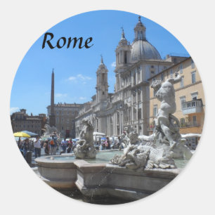 Piazza Navona-Rome, Italië Ronde Sticker