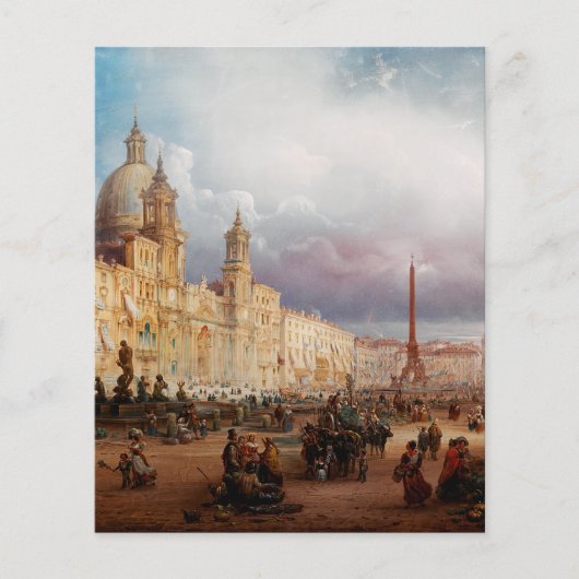 Piazza Navona Rome Markt 1850s Kunst (Voorkant)