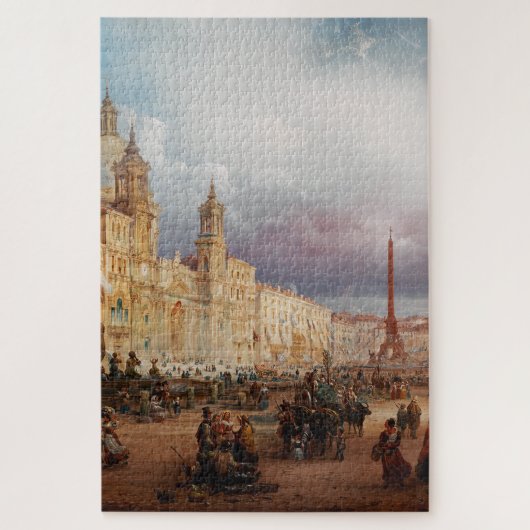 Piazza Navona Rome Markt 1850s Kunst Legpuzzel (Verticaal)