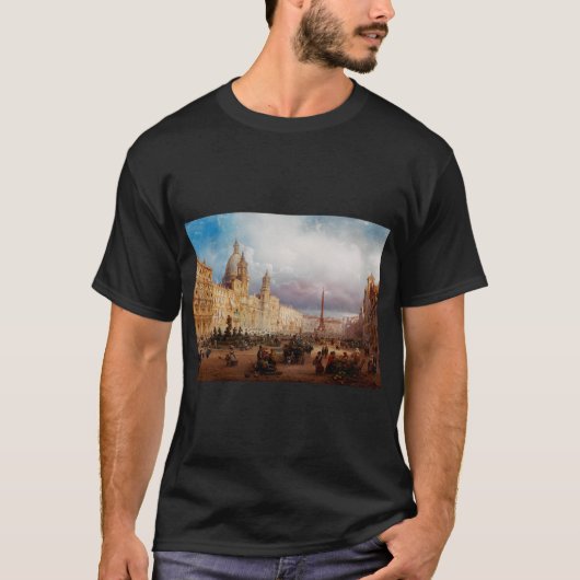 Piazza Navona Rome Markt 1850s Kunst T-shirt (Voorkant)