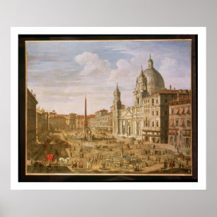 Piazza Navona, Rome, naar het zuiden gericht op Pa Poster