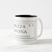 Piazza Navona, Rome Street Sign Tweekleurige Koffiemok (Voorkant rechts)