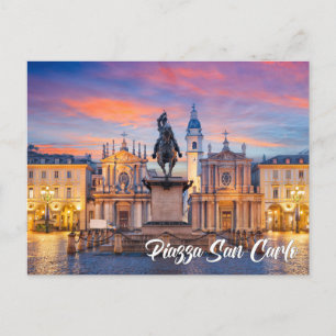 Piazza San Carlo, Turijn, Italië Briefkaart