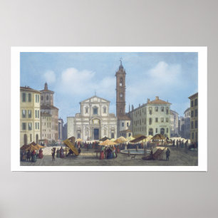 Piazza Santo Stefano uit de Uitzichten van Milaan  Poster