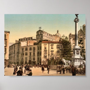 Piazza van Martiri, Napels, klassieke Photochro in Poster