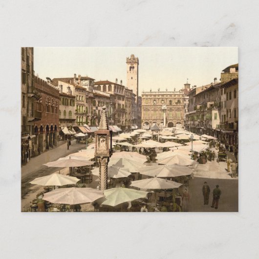 Piazzi delle Erbe, Verona, Italië Briefkaart (Voorkant)