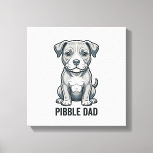 Pibble Papa Vintage Gravure Hond Shirt Ontwerp_1 Canvas Afdruk