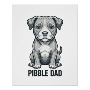 Pibble Papa Vintage Gravure Hond Shirt Ontwerp_1 Perfect Poster