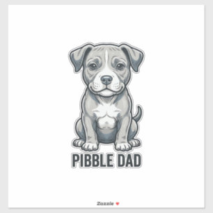 Pibble Papa Vintage Gravure Hond Shirt Ontwerp_1 Sticker