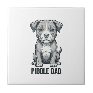 Pibble Papa Vintage Gravure Hond Shirt Ontwerp_1 Tegeltje