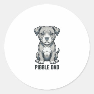 Pibble Papa Vintage Gravure Shirt Ontwerp voor Hon Ronde Sticker