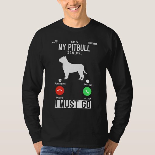 Pibull T-shirt Mannen Pitbull Dog Pitbull (Voorkant)