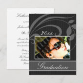 Pic Black Open House Graduation Invitations Kaart (Voorkant / Achterkant)