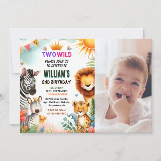 Pic Zoo zebra safari In Twee De Wilde 2e Verjaarda Kaart (Voorkant)