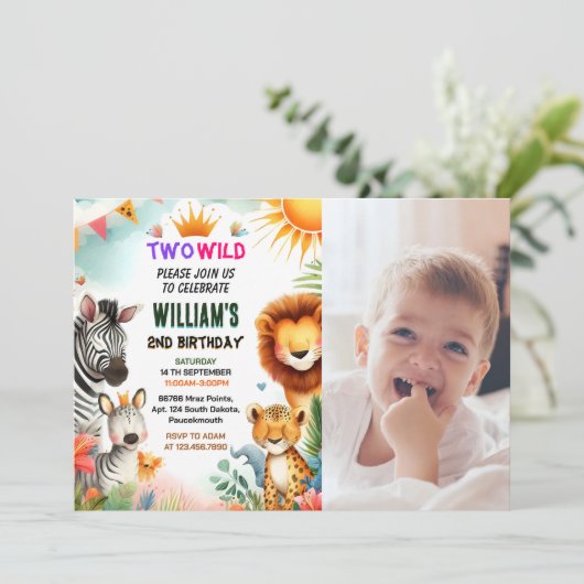 Pic Zoo zebra safari In Twee De Wilde 2e Verjaarda Kaart (Staand voorkant)