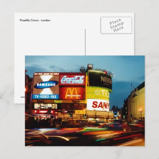 Picadilly Circus - Londen Briefkaart (Voorkant / Achterkant)