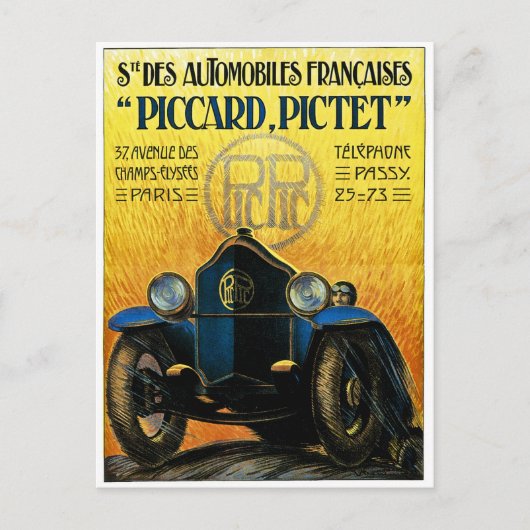 Picard Pictet Vintage Car Advertisation Briefkaart (Voorkant)
