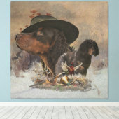 Picardy Spaniel, jachtseizoen Canvas Afdruk (Insitu (Houten vloer))