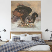 Picardy Spaniel, jachtseizoen Canvas Afdruk (Insitu (Slaapkamer))