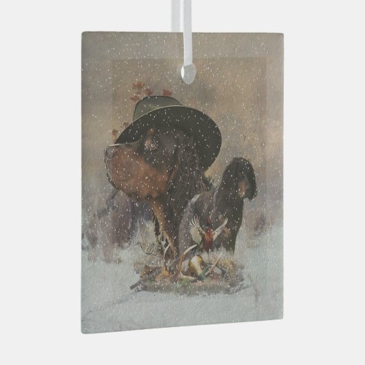 Picardy Spaniel, jachtseizoen Glas Ornament (Voorkant Rechts)