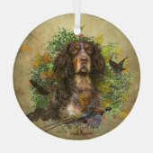 Picardy Spaniel, jachtseizoen Glas Ornament (Achterkant)