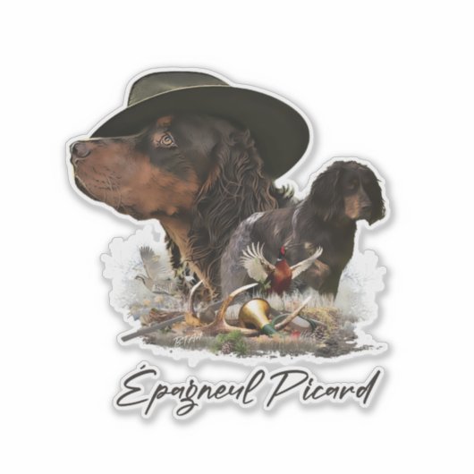 Picardy Spaniel, jachtseizoen Sticker (Voorkant)