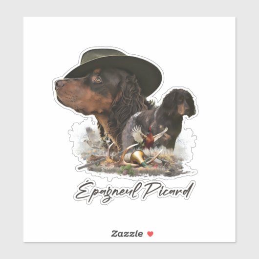 Picardy Spaniel, jachtseizoen Sticker (Vel)
