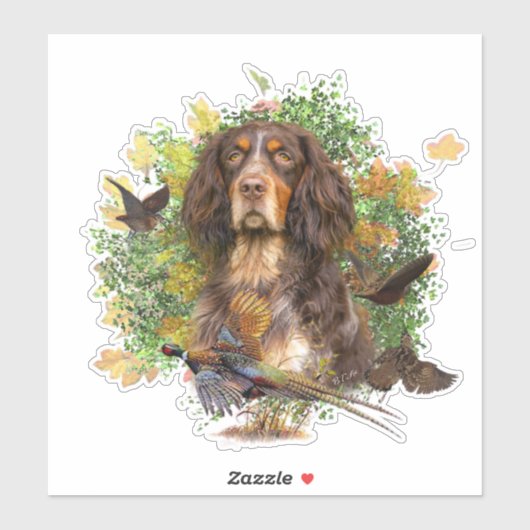 Picardy Spaniel, jachtseizoen Sticker (Vel)