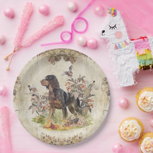 Picardy Spaniel, vogeljacht Papieren Bordje (Feest)