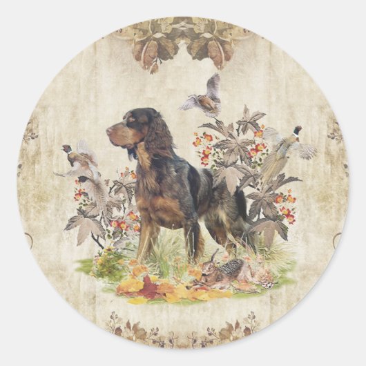 Picardy Spaniel, vogeljacht Ronde Sticker (Voorkant)