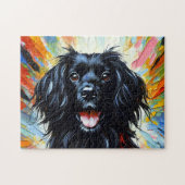 Picardy Spaniel: Zwarte Franse Jachthond Acryl Kun Legpuzzel (Horizontaal)
