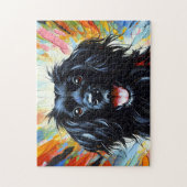 Picardy Spaniel: Zwarte Franse Jachthond Acryl Kun Legpuzzel (Verticaal)