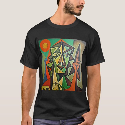 Picasso abstracte kunst man ontwerp t-shirt (Voorkant)