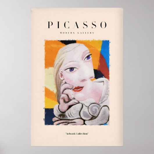 Picasso Blond Vrouw Abstract Portret Print (Voorkant)