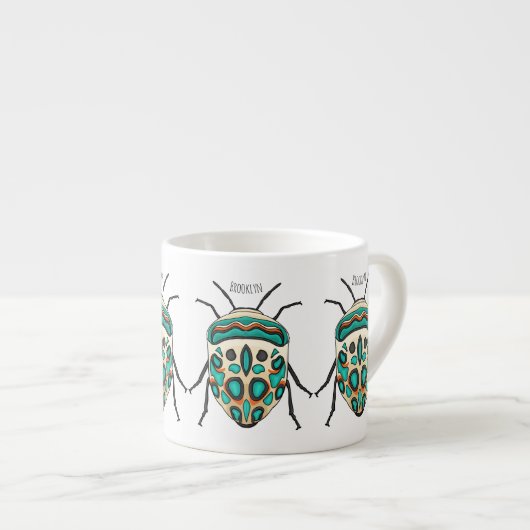 Picasso bug cartoon illustratie espresso kop (Voorkant rechts)