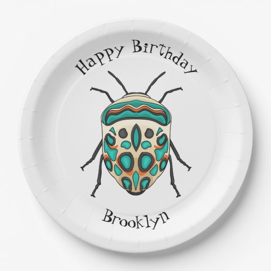 Picasso bug cartoon illustratie papieren bordje (Voorkant)