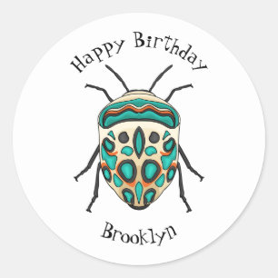 Picasso bug cartoon illustratie ronde sticker