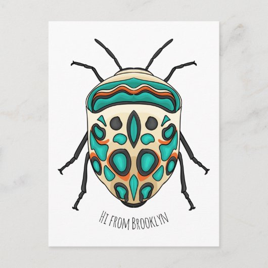 Picasso bug cartoon illustration briefkaart (Voorkant)